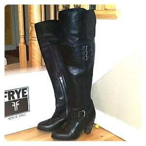 FRYE Jenny OTK Belted, BLK Antique Washed Leather